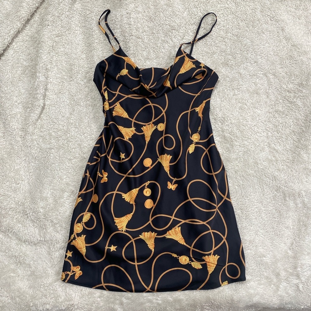 Urban Outfitters Black and Gold Mini Dress